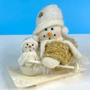 Vintage Berkeley Designs Snowman & Baby On Sled‎ Christmas Holiday Decoration